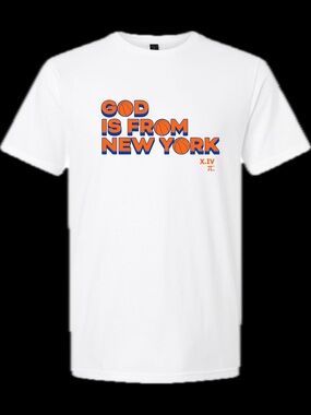 Knicks Fans Limited Edition God Is From New York Graphic Tee - White